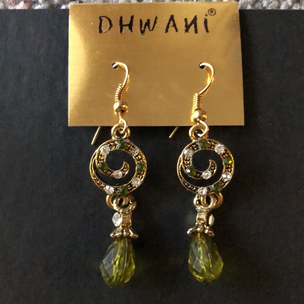New Dark green and gold earrings